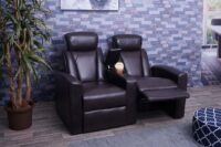 2er Kinosessel Relaxsessel Kunstleder mit Staufach braun