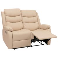 2er Kinosessel Relaxsessel mit Liegefunktion Kunstleder creme