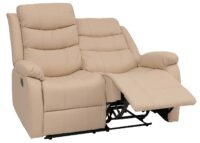 2er Kinosessel Relaxsessel mit Liegefunktion Kunstleder creme