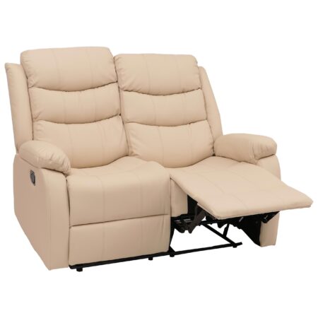 2er Kinosessel Relaxsessel mit Liegefunktion Kunstleder creme