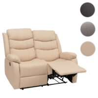 2er Kinosessel Relaxsessel mit Liegefunktion Kunstleder creme