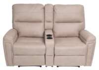 2er Kinosessel Relaxsessel Stoff mit Getränkehalter & Fach beige