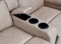 2er Kinosessel Relaxsessel Stoff mit Getränkehalter & Fach beige