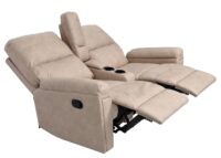 2er Kinosessel Relaxsessel Stoff mit Getränkehalter & Fach beige