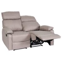 2er Kinosessel Relaxsessel mit Liegefunktion Stoff grau-braun