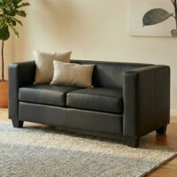 2er Loungesofa aus Leder schwarz