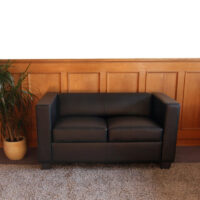 2er Loungesofa aus Leder schwarz