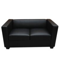 2er Loungesofa aus Leder schwarz