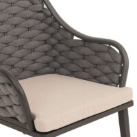 2er-Set Aluminium-Gartenstühle Outdoor mit Seilgeflecht Kissen anthrazit taupe