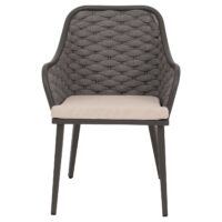 2er-Set Aluminium-Gartenstühle Outdoor mit Seilgeflecht Kissen anthrazit taupe