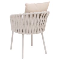2er-Set Aluminium-Gartenstühle mit Seilgeflecht Outdoor creme