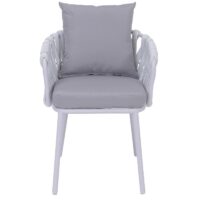 2er-Set Aluminium-Gartenstühle mit Seilgeflecht hellgrau