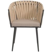 2er-Set Aluminium-Gartenstuhl Outdoor mit Armlehne Seilgeflecht Kissen