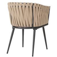 2er-Set Aluminium-Gartenstuhl Outdoor mit Armlehne Seilgeflecht Kissen