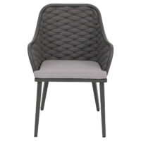 2er-Set Aluminium-Gartenstuhl Outdoor Seilgeflecht anthrazit