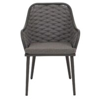 2er-Set Aluminium-Gartenstuhl Outdoor Seilgeflecht Kissen anthrazit dunkelgrau