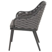 2er-Set Aluminium-Gartenstuhl Outdoor Seilgeflecht Kissen anthrazit dunkelgrau