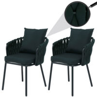 2er-Set Aluminium-Gartenstuhl Outdoor mit Textil Seilgeflecht grün