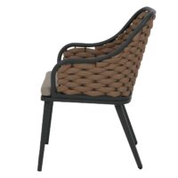 2er-Set Aluminium Gartenstühle mit Seilgeflecht und Kissen beige