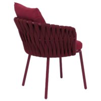 2er-Set Aluminium-Gartenstuhl mit Seilgeflecht Textil bordeaux