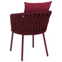 2er-Set Aluminium-Gartenstuhl mit Seilgeflecht Textil bordeaux