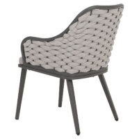 2er-Set Aluminium-Gartenstuhl mit Seilgeflecht Kissen hellgrau