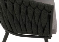 2er-Set Aluminium-Gartenstuhl mit Seilgeflecht Kissen hellgrau anthrazit