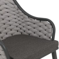 2er-Set Aluminium-Gartenstuhl mit Seilgeflecht Kissen hellgrau dunkelgrau