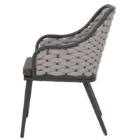 2er-Set Aluminium-Gartenstuhl mit Seilgeflecht Kissen hellgrau dunkelgrau