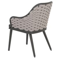 2er-Set Aluminium-Gartenstuhl mit Seilgeflecht Kissen hellgrau dunkelgrau