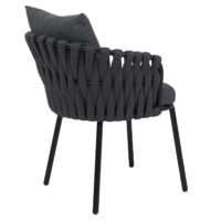 2er-Set Aluminium-Gartenstuhl mit Textil und Seilgeflecht anthrazit