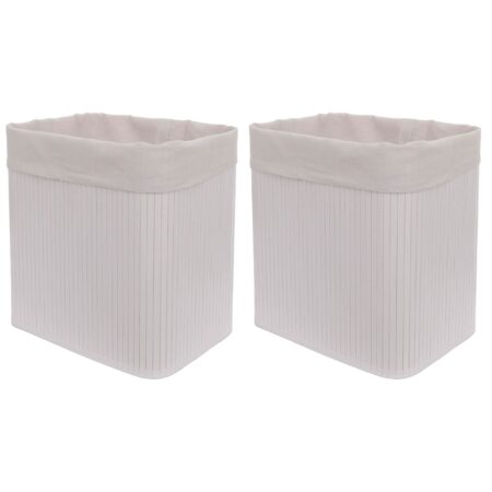 2er-Set Bambus Aufbewahrungskörbe Ordnungsbox 33x33x23cm weiss