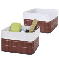 2er-Set Aufbewahrungskörbe aus Bambus Ordnungsbox Regal braun