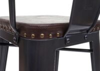 2er-Set Barhocker Metall Kunstleder Chesterfield schwarz-braun