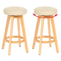 2er-Set drehbare Barhocker Holz Kunstleder helle Beine creme