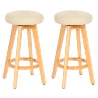 2er-Set drehbare Barhocker Holz Kunstleder helle Beine creme