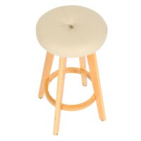 2er-Set drehbare Barhocker Holz Kunstleder helle Beine creme