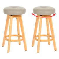 2er-Set drehbare Barhocker Holz Kunstleder helle Beine taupe