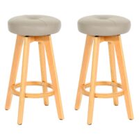 2er-Set drehbare Barhocker Holz Kunstleder helle Beine taupe
