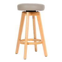 2er-Set drehbare Barhocker Holz Kunstleder helle Beine taupe