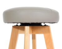 2er-Set drehbare Barhocker Holz Kunstleder helle Beine taupe