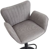 2er-Set Barhocker drehbar Armlehne Stoff Fuss schwarz hellgrau