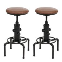 2er-Set Barhocker höhenverstellbar drehbar Industrial braun