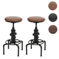 2er-Set Barhocker höhenverstellbar drehbar Industrial braun