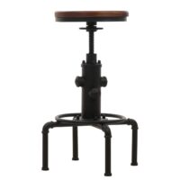 2er-Set Barhocker höhenverstellbar drehbar Industrial Eisen Massivholz braun