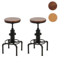 2er-Set Barhocker höhenverstellbar drehbar Industrial Eisen Massivholz braun
