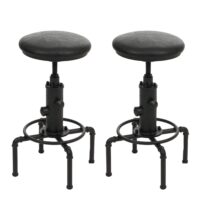 2er-Set Barhocker höhenverstellbar drehbar Metall Kunstleder schwarz