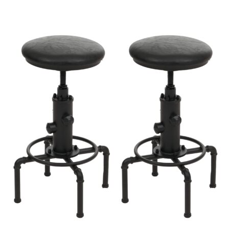 2er-Set Barhocker höhenverstellbar drehbar Metall Kunstleder schwarz