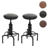 2er-Set Barhocker höhenverstellbar drehbar Metall Kunstleder schwarz
