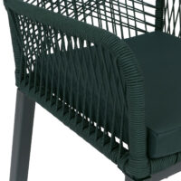 2er-Set Barhocker Outdoor mit Sitzpolster Seilgeflecht grün